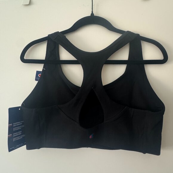 Champion Women's The Authentic Script Logo Sports Bra Black XL NWT - Picture 2 of 9